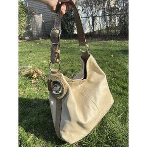 Coach Penelope White Beige Turnlock Snakeskin Reptile Shoulder Bag F16535